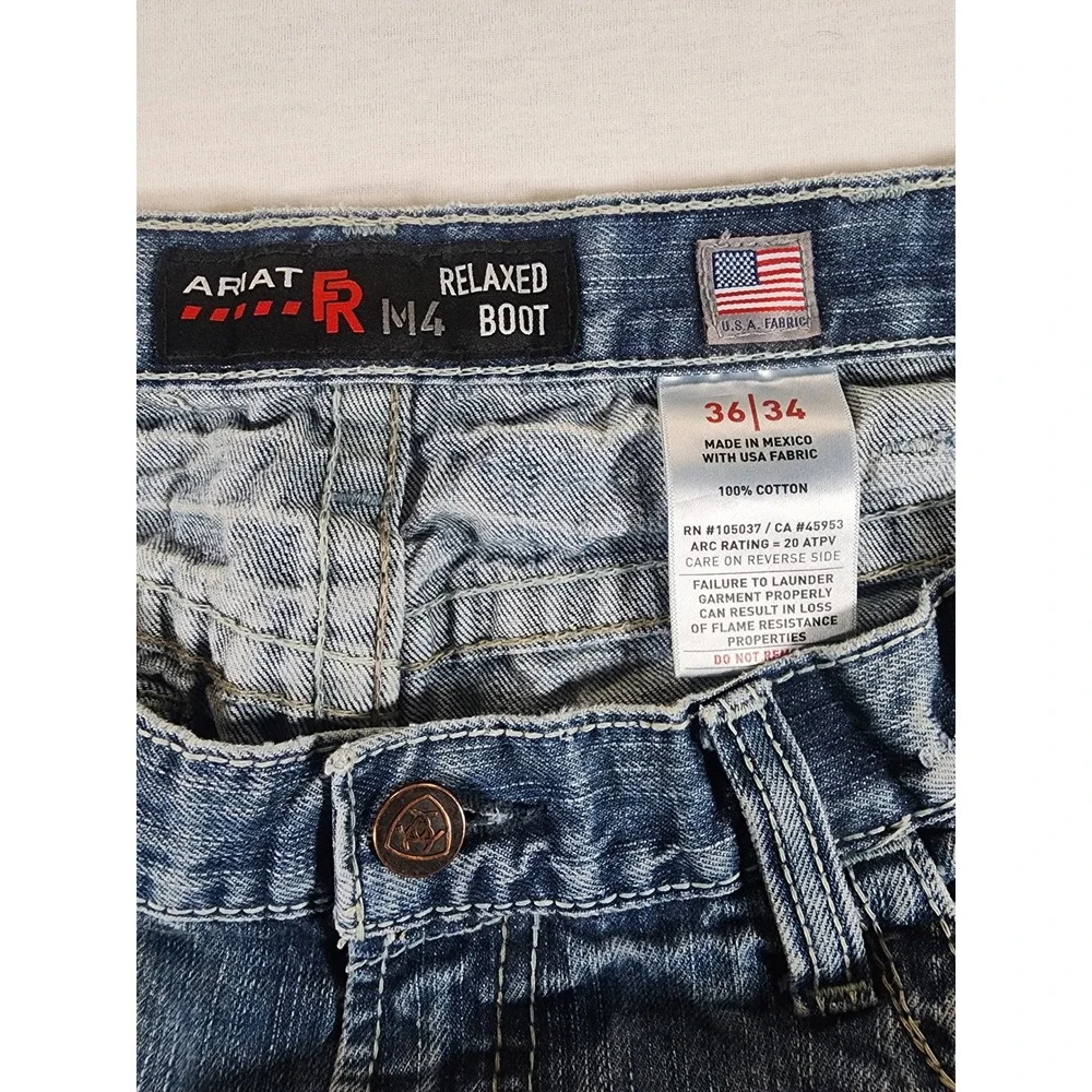 Ariat FR Flame Resistant M4 Relaxed Boot Mens 36x34 Jeans Denim Workwear USA - Picture 4 of 9